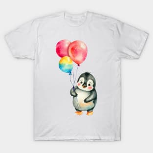 baby penguin holds balloon T-Shirt